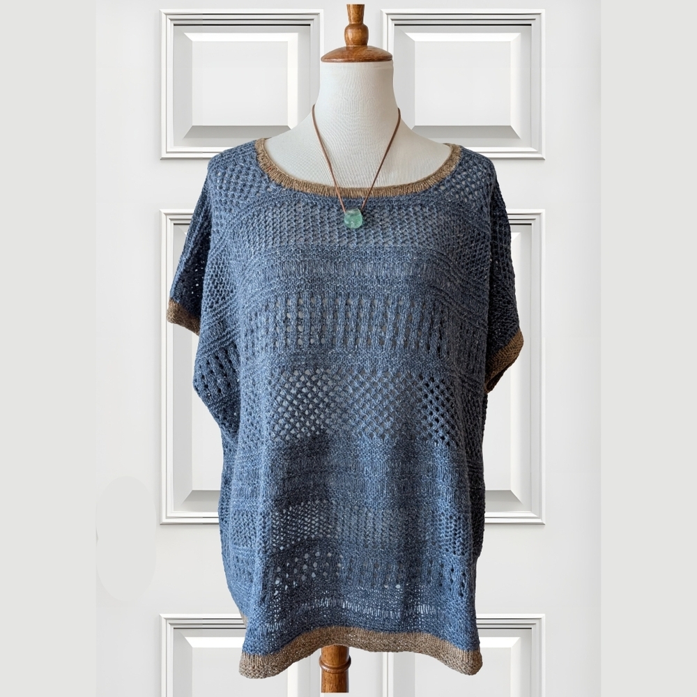 NEW Hand-Knit Lace Sampler Top In A  Merino/Cashmere/Silk Blend Size L/XL